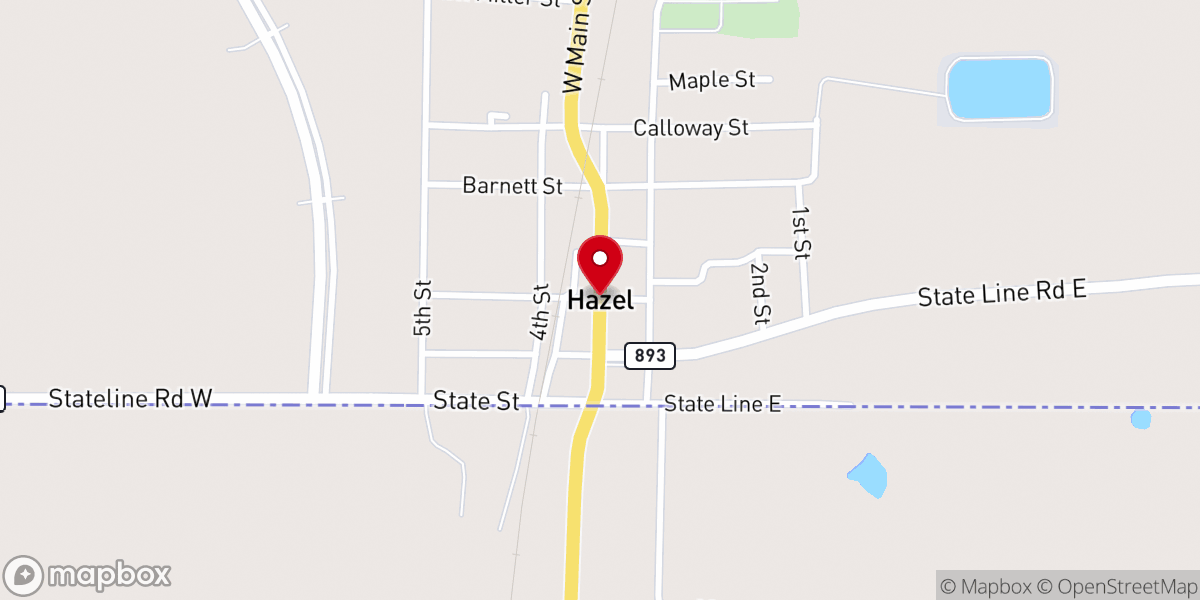 Map showing location of Hazel