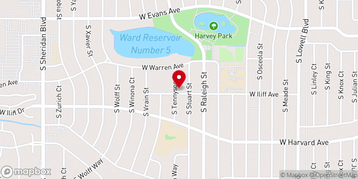 Map showing location of The Church in South Denver