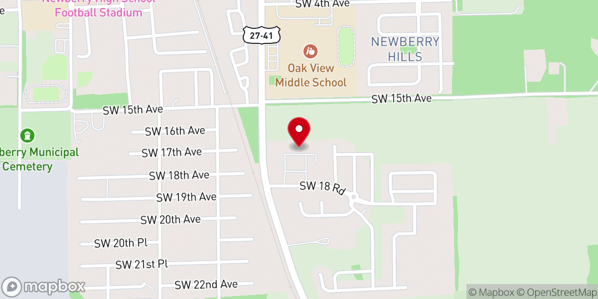 Map showing location of Newberry Watermelon Festival