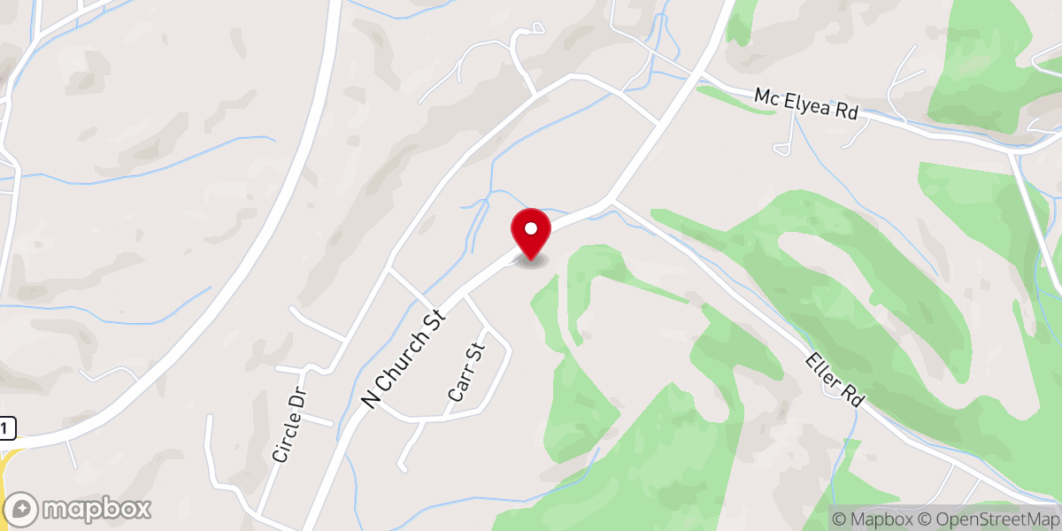 Map showing location of Mountain City Baptist Church