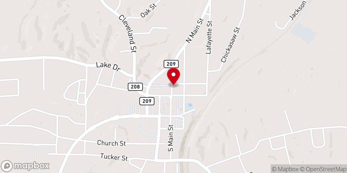 Map showing location of First Baptist Church