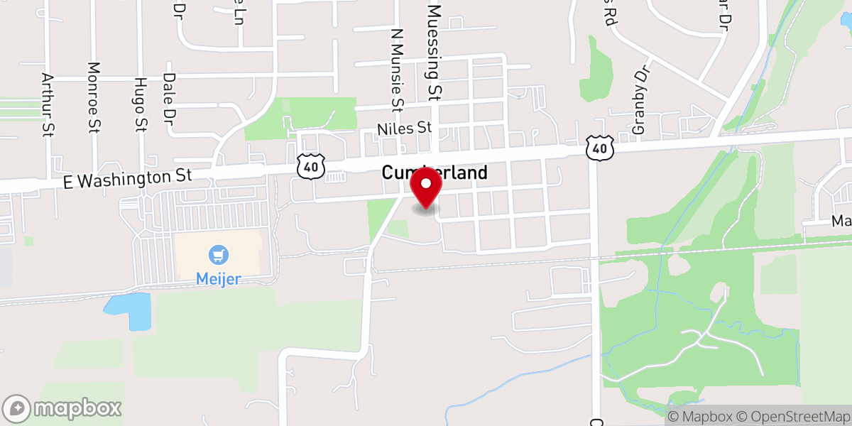 Map showing location of Cumberland First Baptist Church