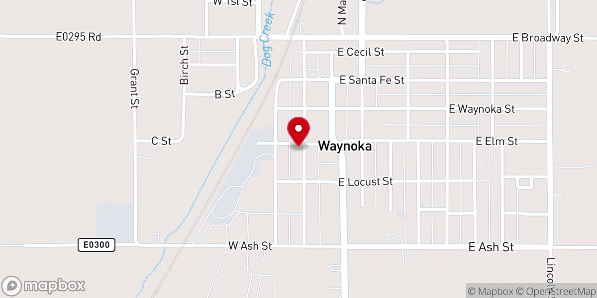 Map showing location of Waynoka Assembly of God