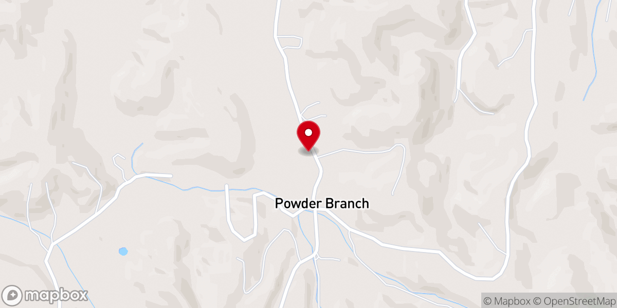 Map showing location of Powder Branch Church