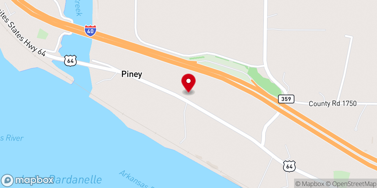 Map showing location of Piney Bible Baptist Church