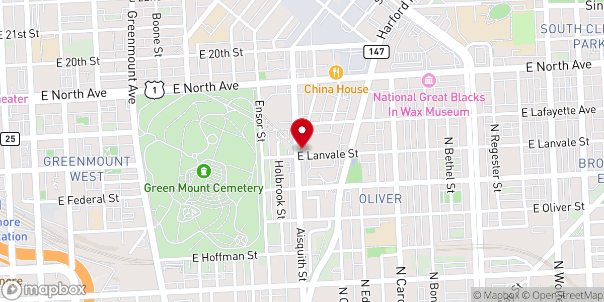 Map showing location of Saint John's Church