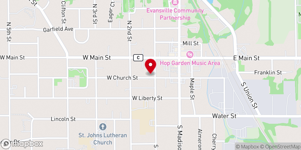Map showing location of Congregational United Church