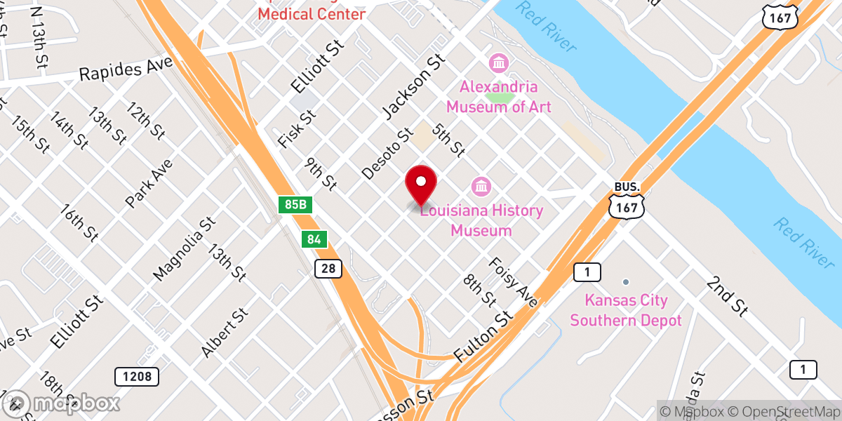 Map showing location of Rapides Parish Courthouse