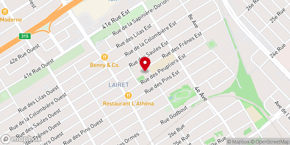 Map showing location of St. Albert the Grand Church