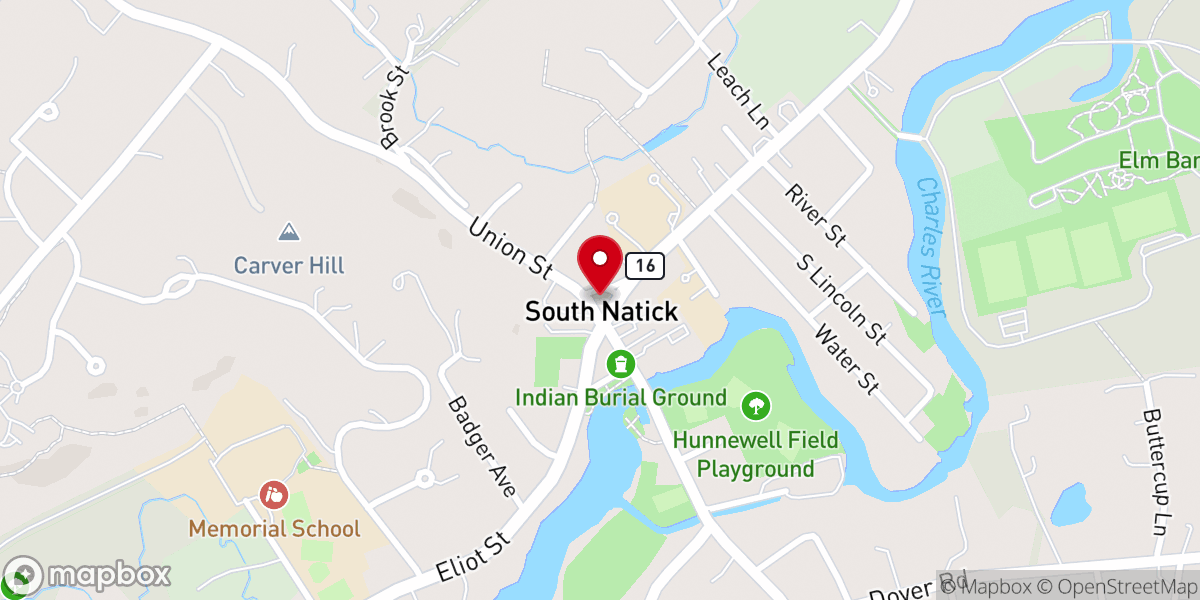 Map showing location of Eliot Church of Natick