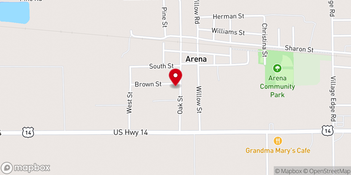 Map showing location of Arena Congregational Church