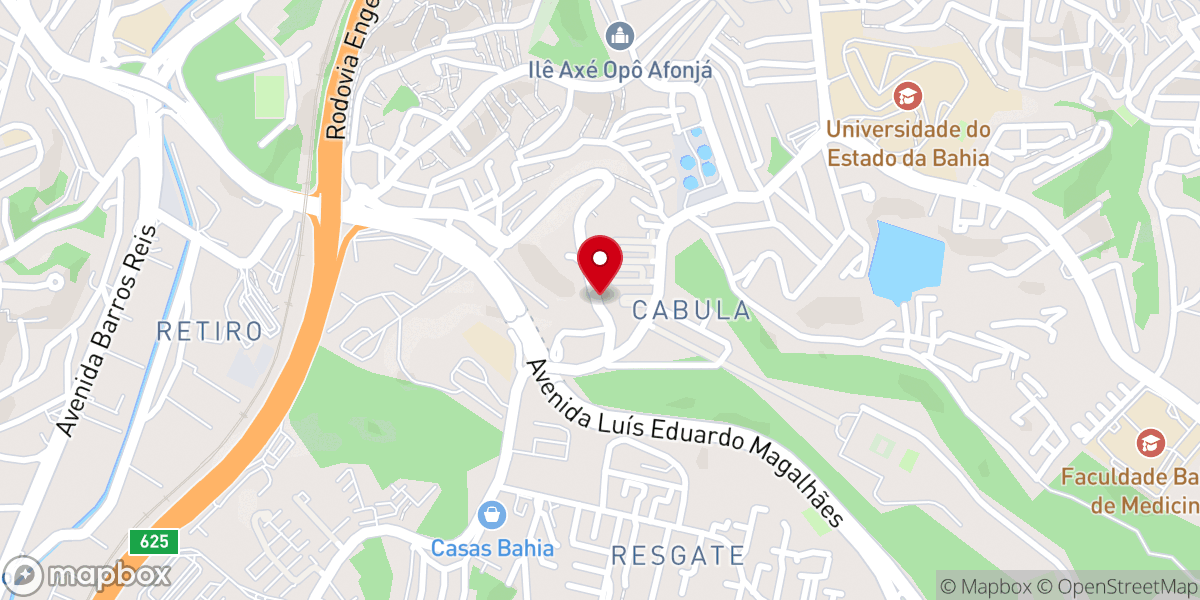Map showing location of Primeira Igreja Batista do Cabula
