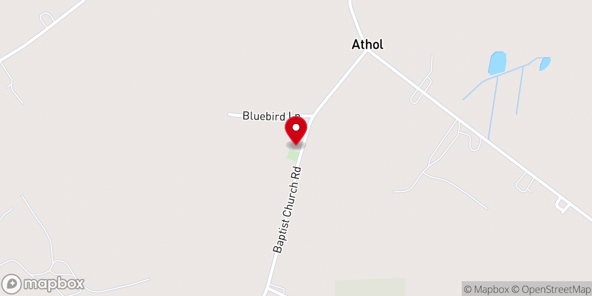 Map showing location of Athol Baptist Church