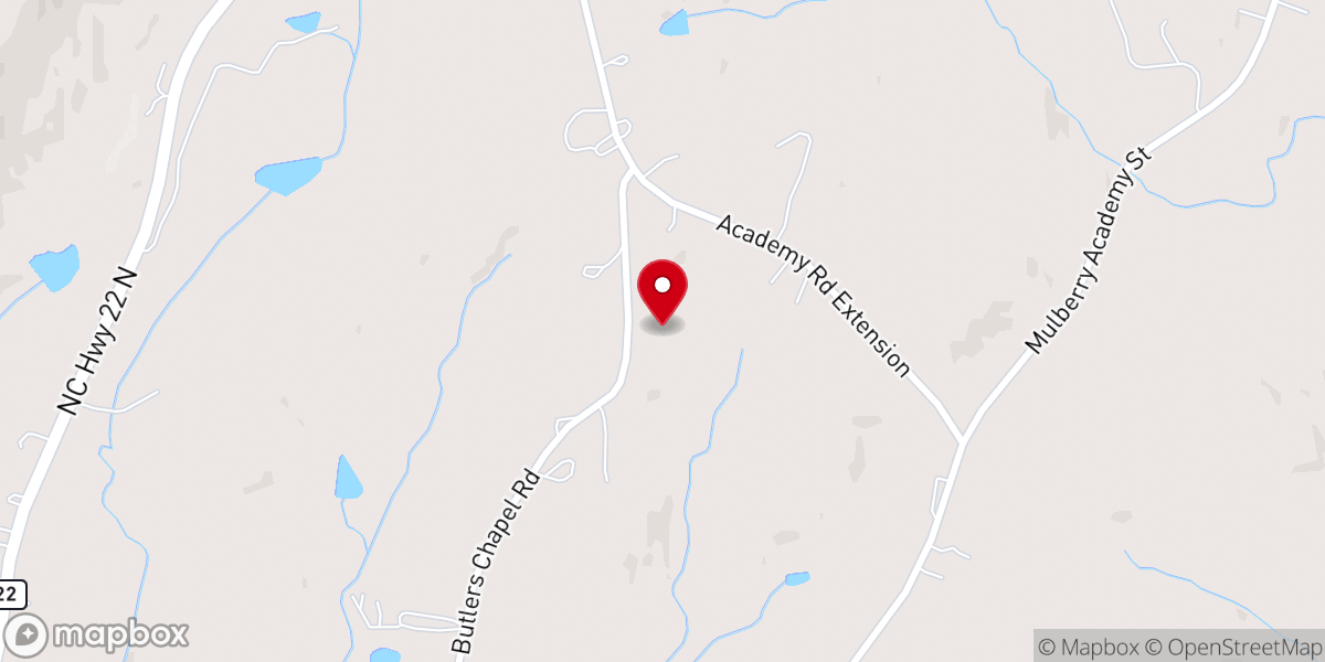 Map showing location of Butler's Chapel Baptist Church