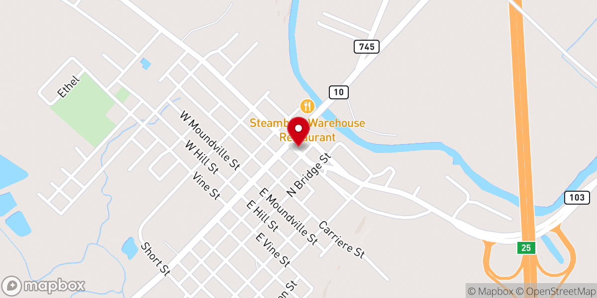 Map showing location of Washington Town Hall