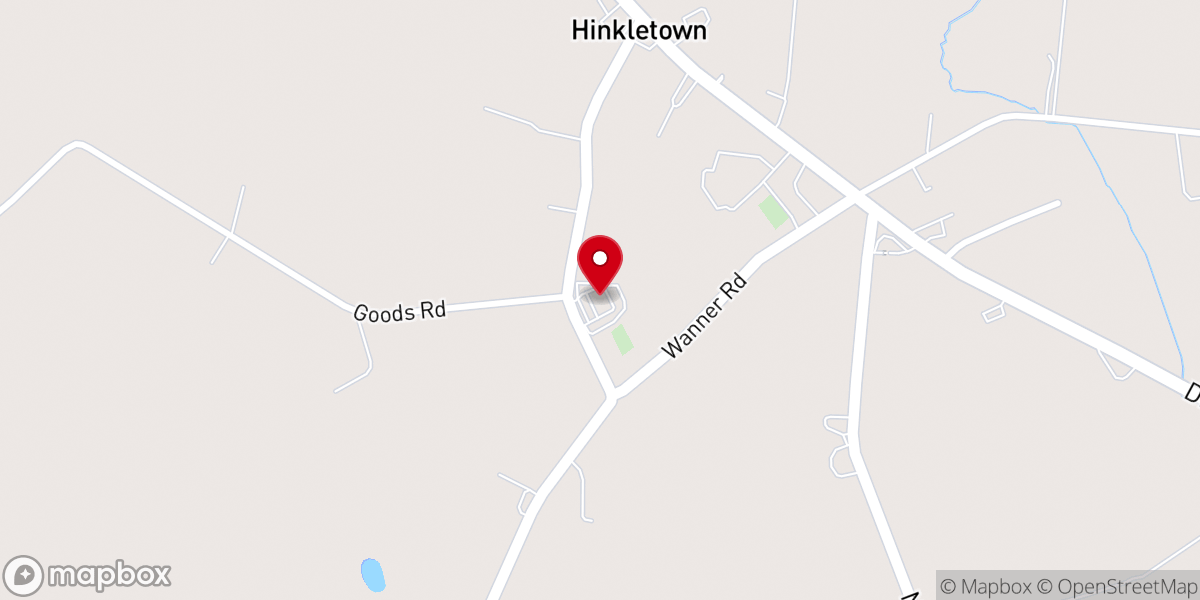 Map showing location of South Hinkletown Mennonite Church (Weaverland Conference)