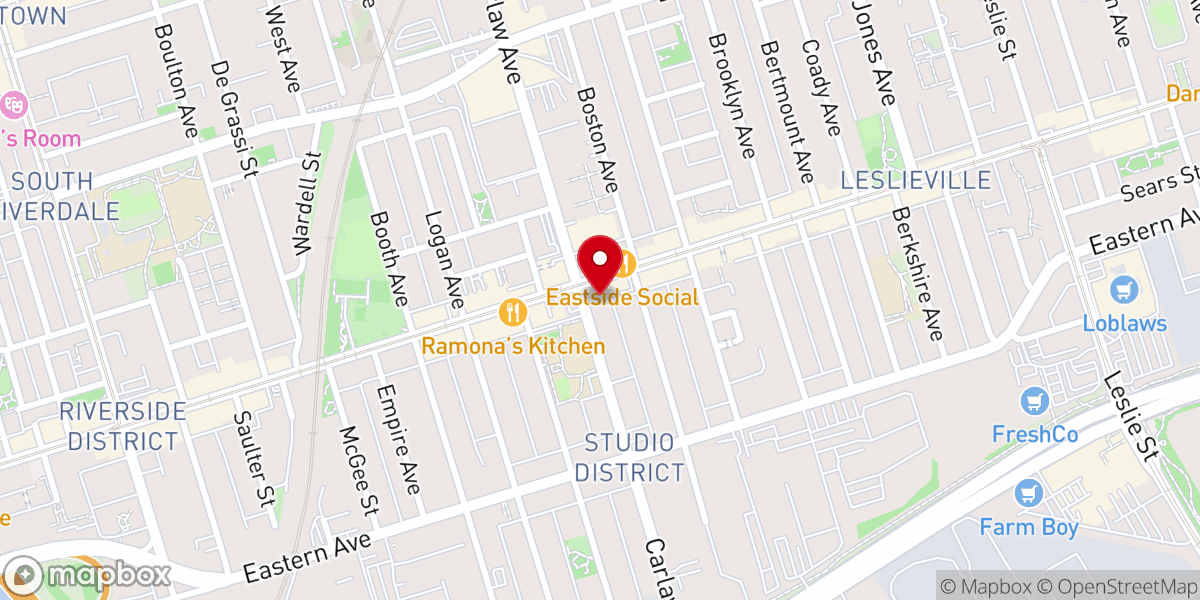 Map showing location of Queen Street East Presbyterian Church