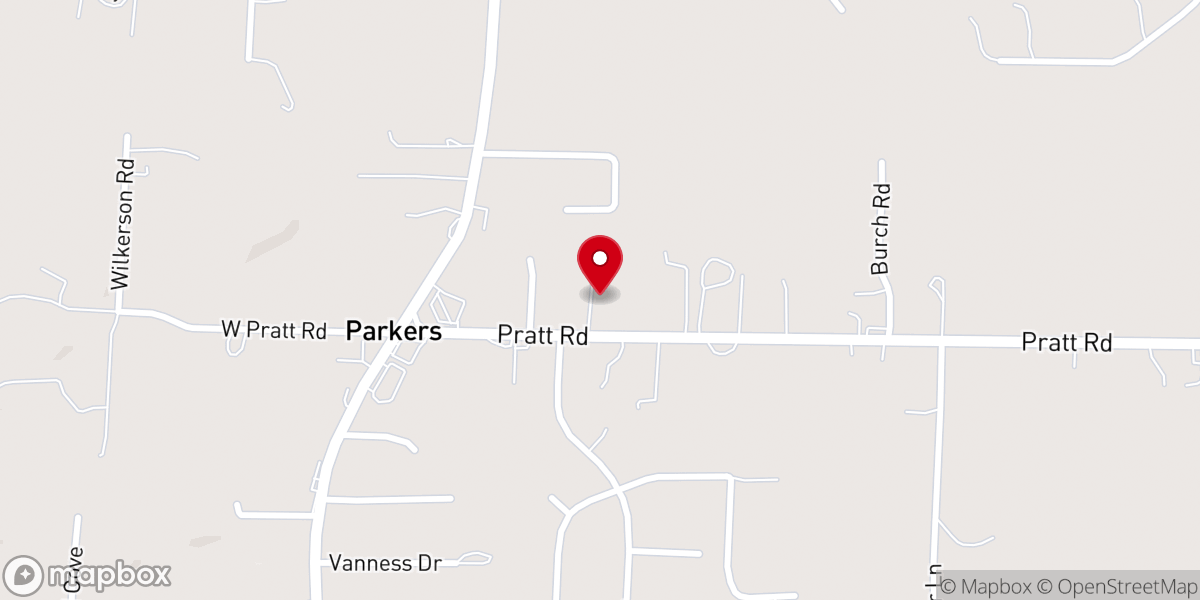 Map showing location of Pratt Road Church