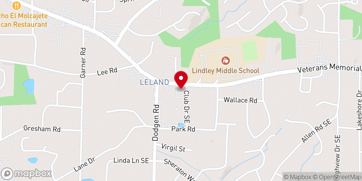 Map showing location of Leland United Methodist Church