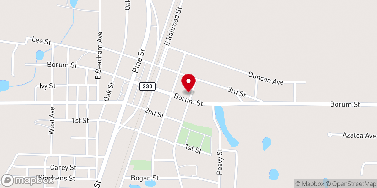 Map showing location of Unadilla First Baptist Church