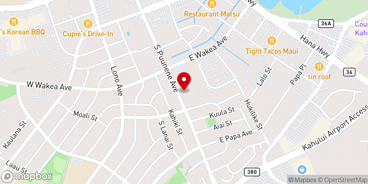 Map showing location of Kahului Baptist Church