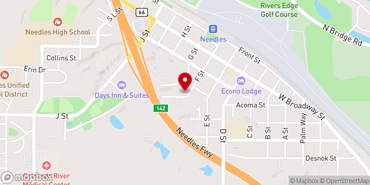 Map showing location of Set Free Church of Needles