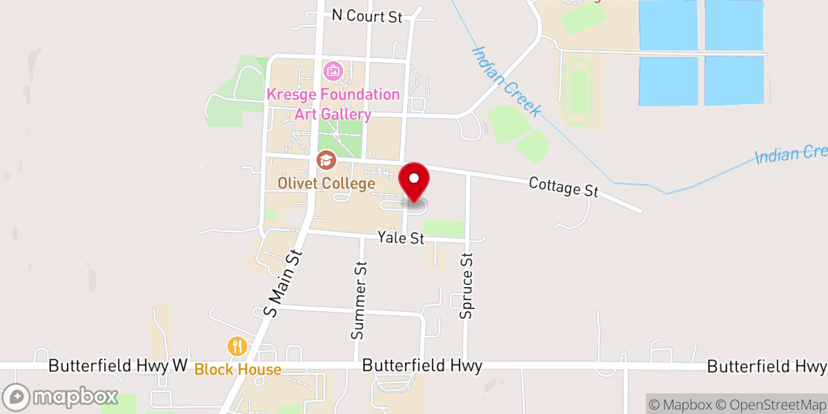 Map showing location of Olivet Water Tower