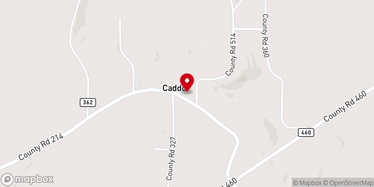 Map showing location of Caddo Baptist Church