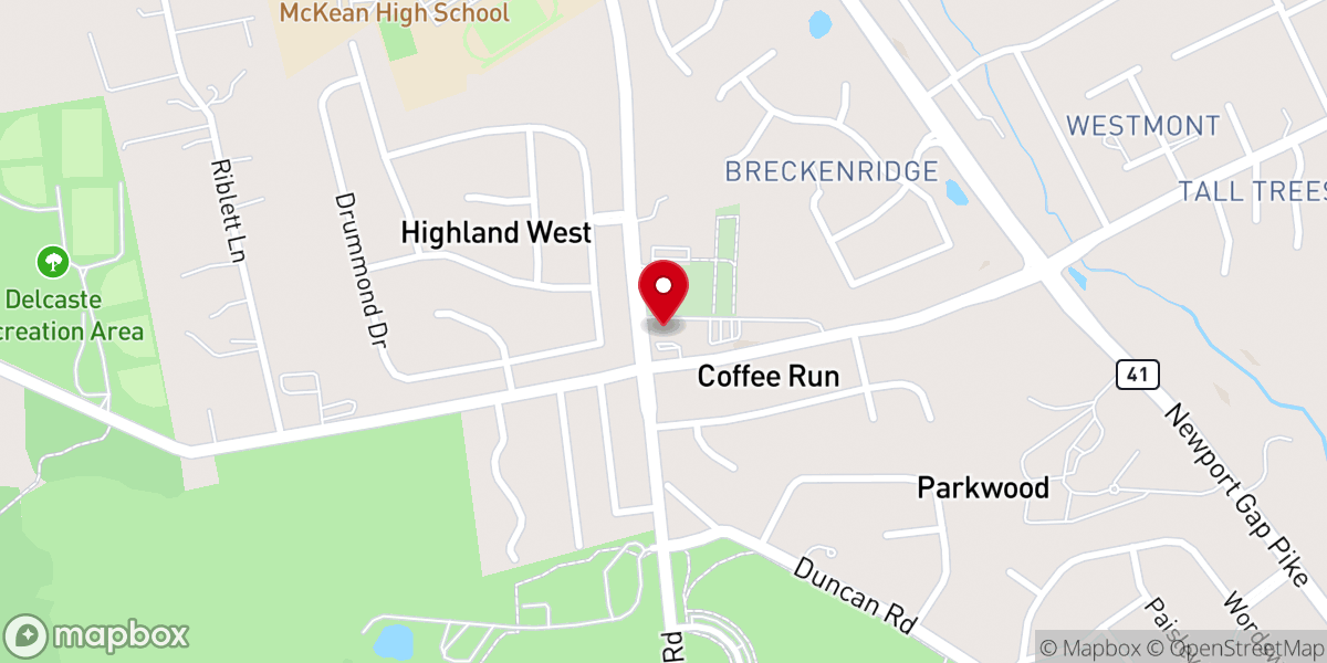 Map showing location of Red Clay Creek Presbyterian Church