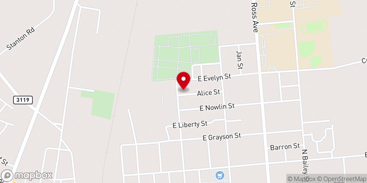 Map showing location of Northside Baptist Church