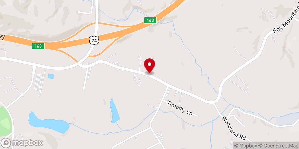Map showing location of Crossroads Baptist Church
