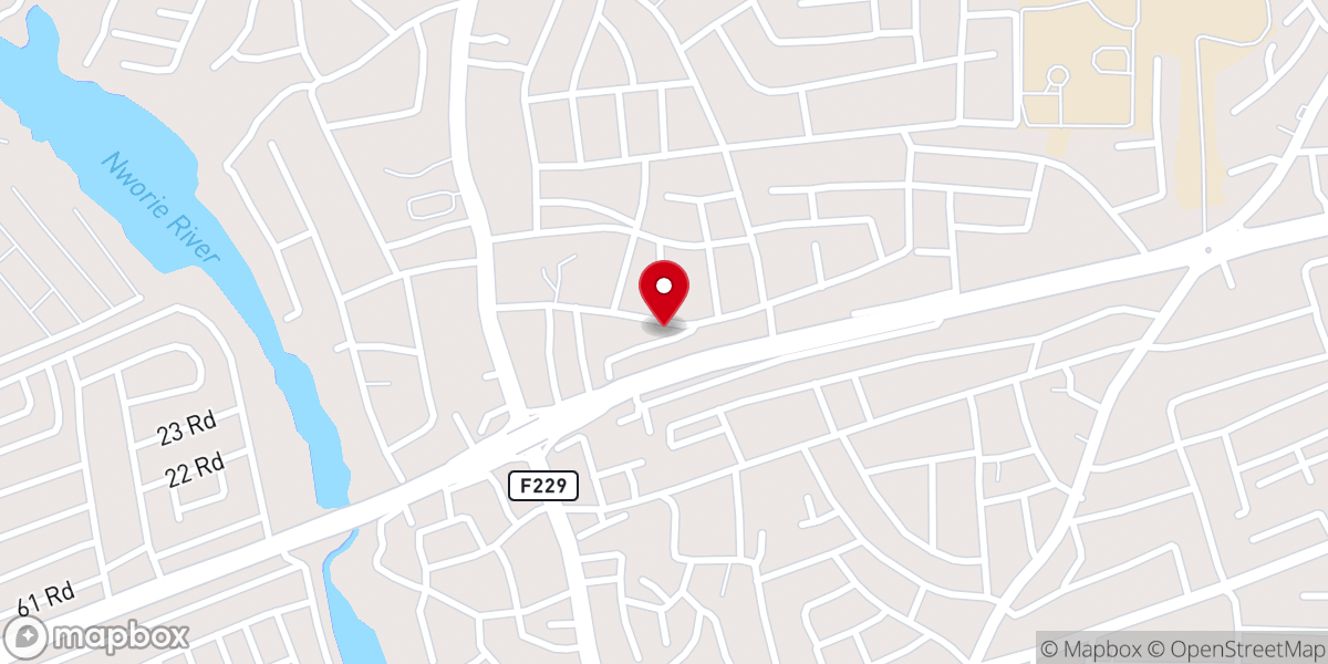 Map showing location of Victory Baptist Church Akwakuma