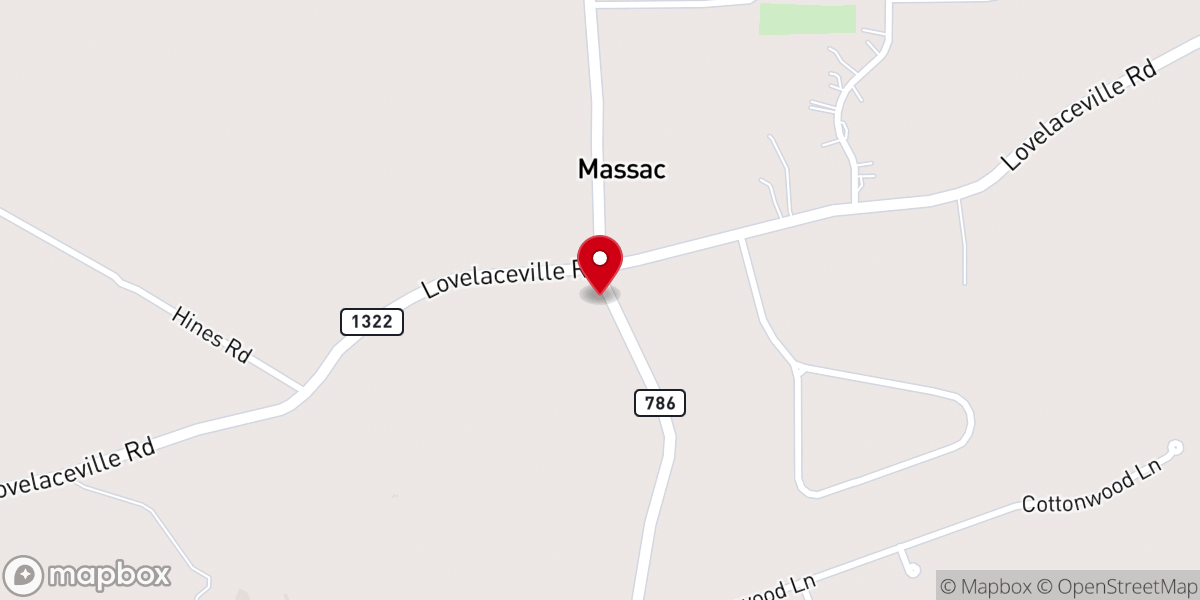 Map showing location of Massac United Methodist Church
