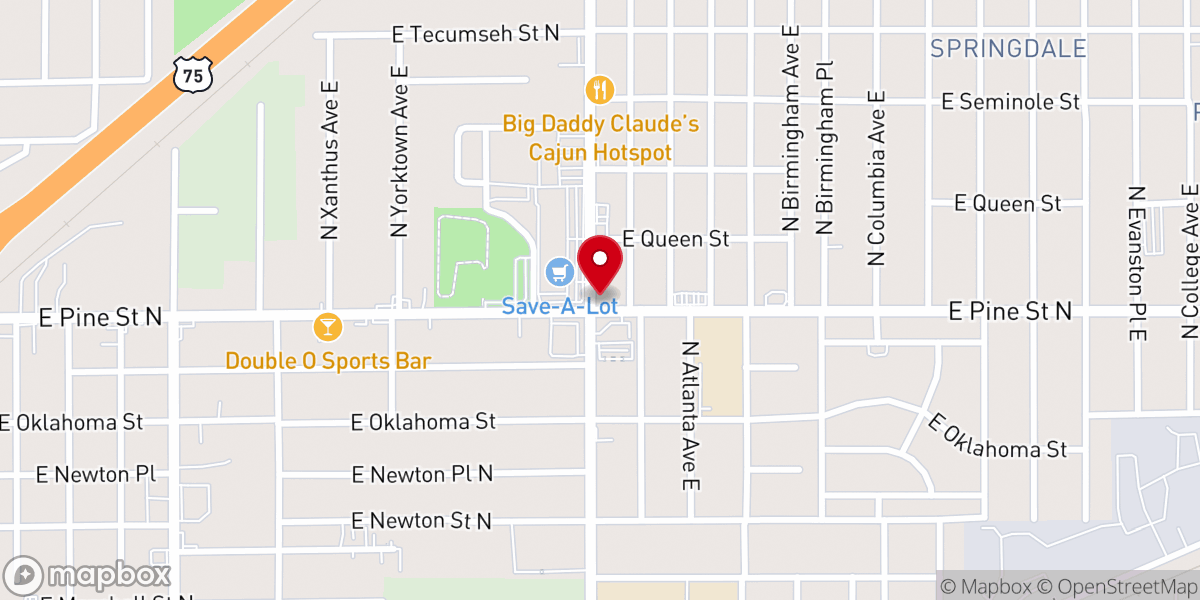 Map showing location of Springdale Baptist Church