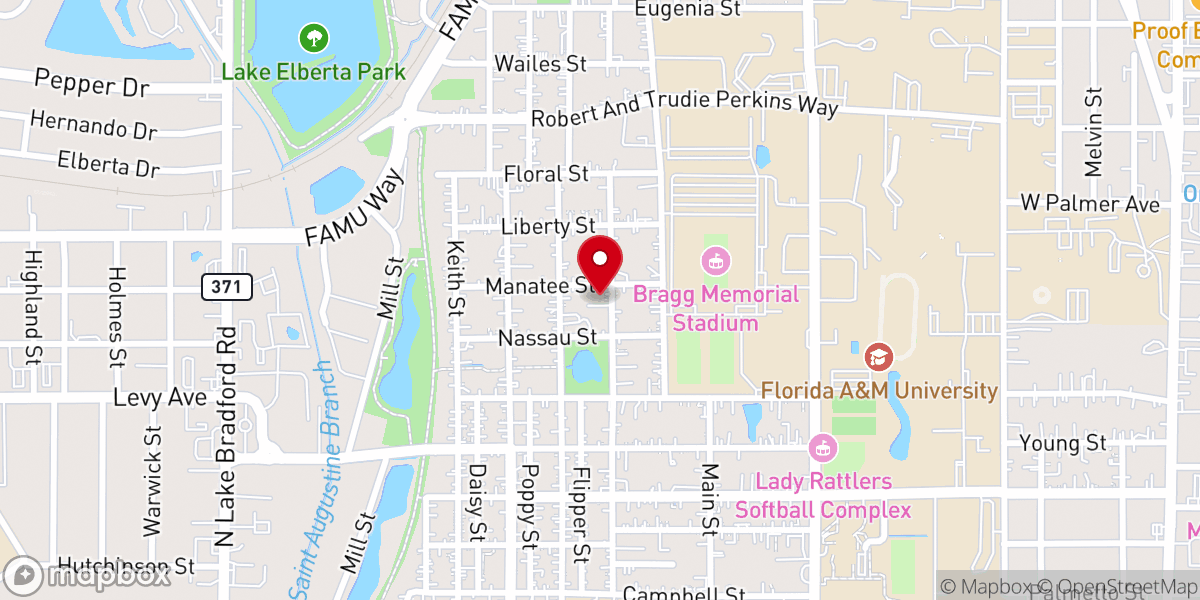 Map showing location of Pilgrim Rest Baptist Church