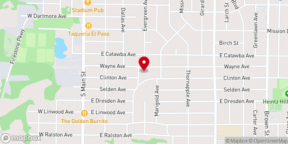Map showing location of Firestone Park Lutheran Church