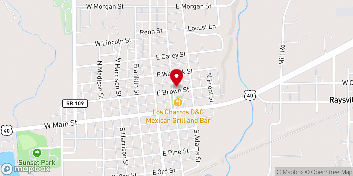 Map showing location of Knightstown Friends Church