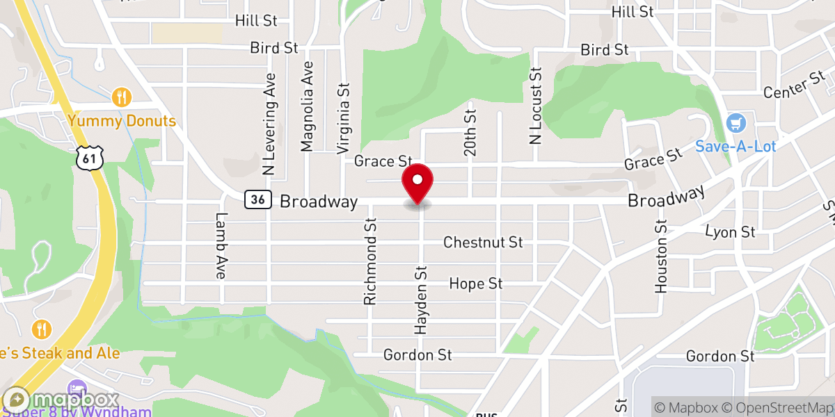 Map showing location of Blessed Sacrament Church