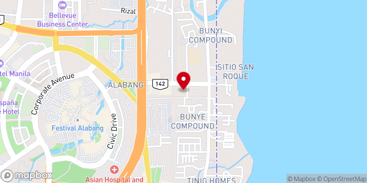 Map showing location of San Roque de Alabang Parish