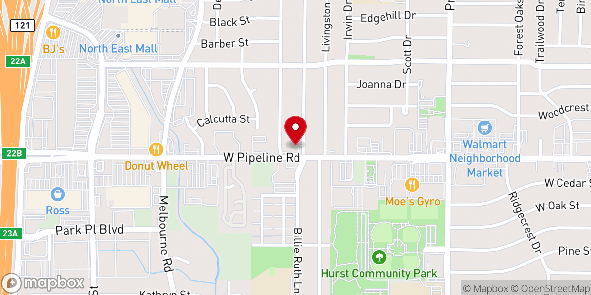 Map showing location of Bethel Family Worship Center