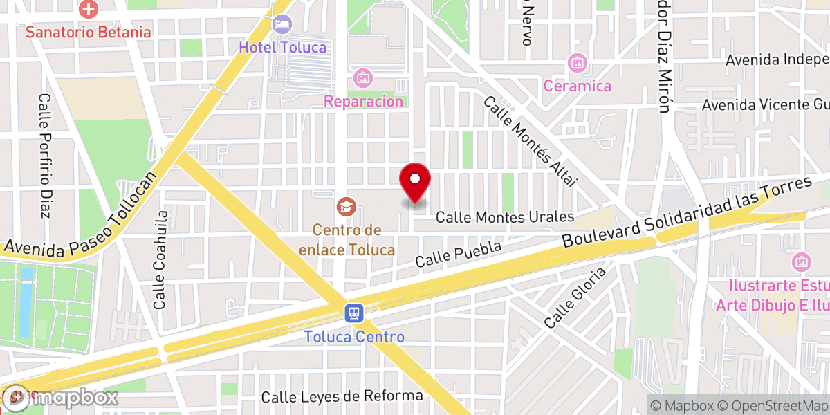 Map showing location of Centro Cristiano Toluca