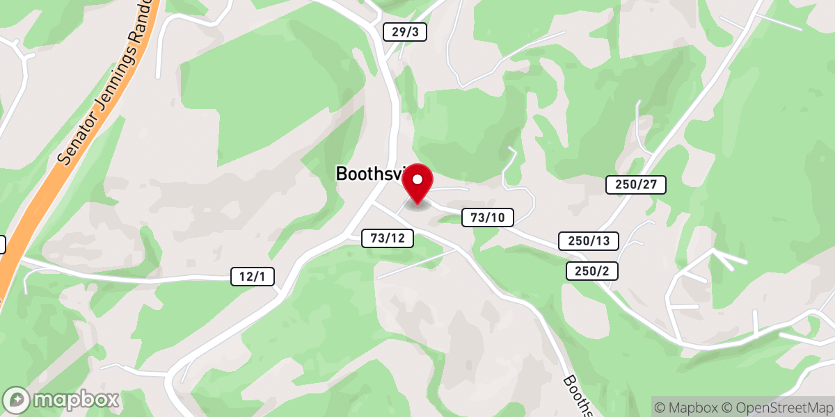 Map showing location of Boothsville United Methodist Church