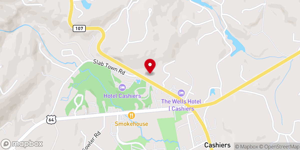 Map showing location of Grace Community Church of Cashiers