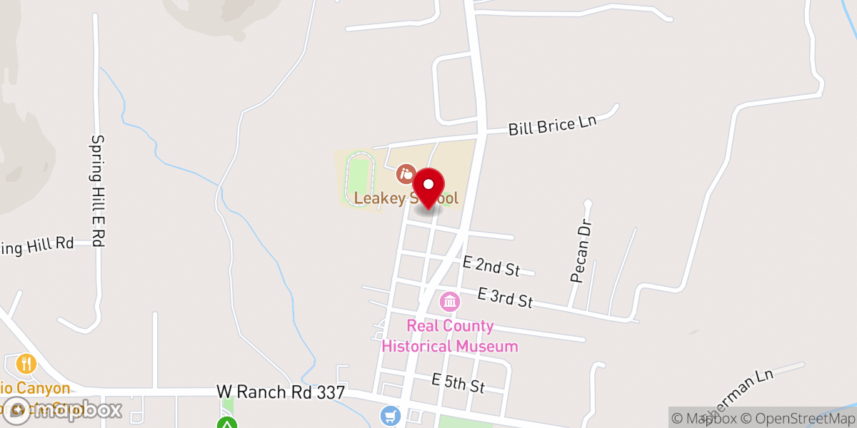 Map showing location of Leakey Methodist Church