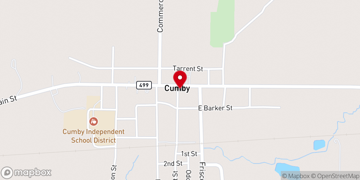 Map showing location of Cumby Police Department