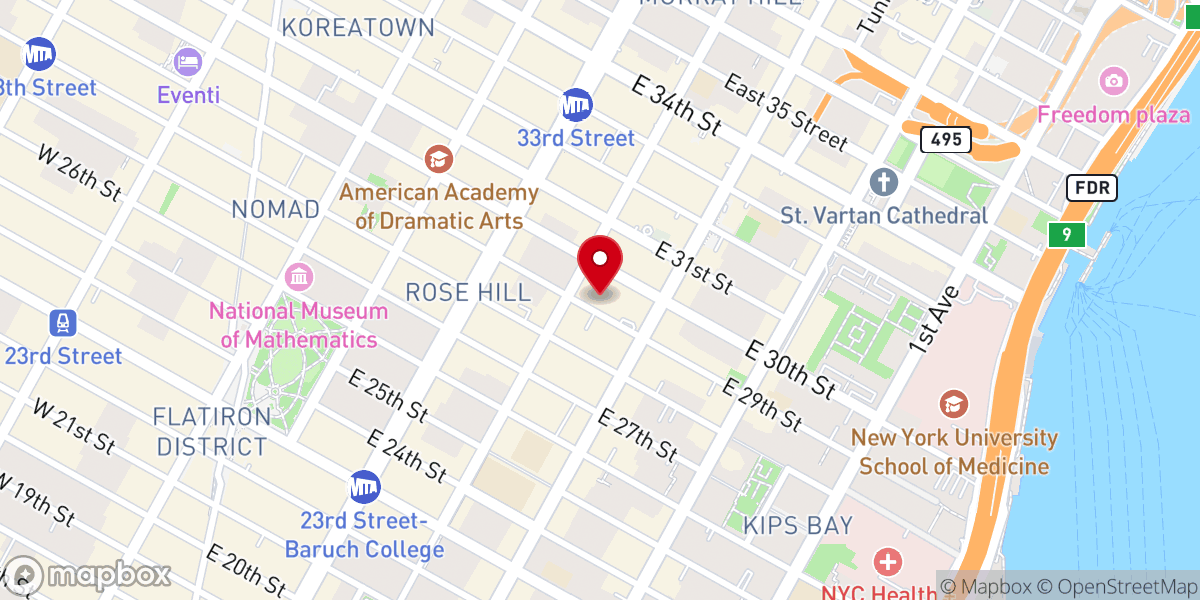 Map showing location of Congregation Avodah Brurah