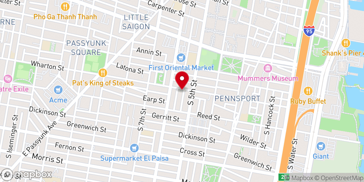 Map showing location of Iglesia Pentecostés fuente de agua viva