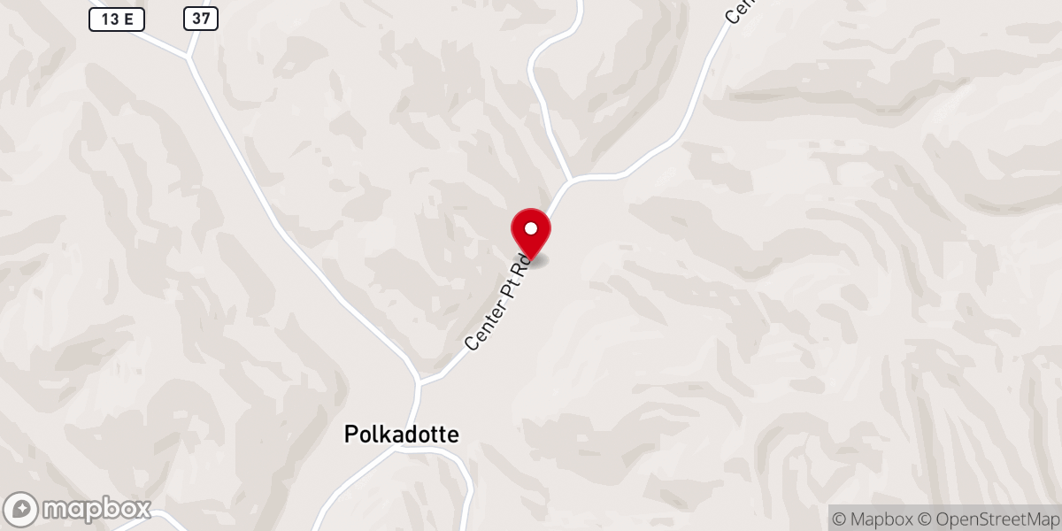 Map showing location of Center Point Church