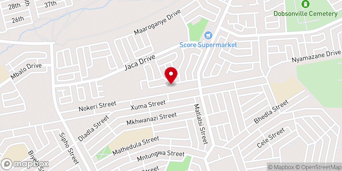 Map showing location of Living Waters Bible Church Soweto