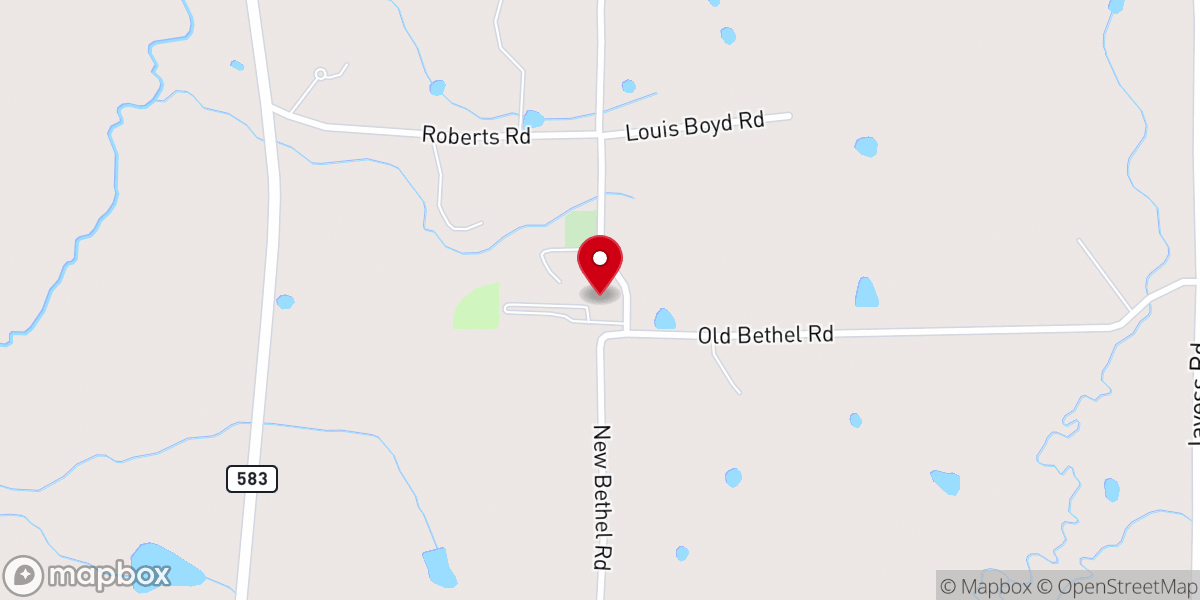 Map showing location of New Bethel Jesus Name Church